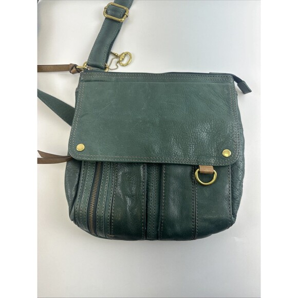 Fossil Morgan Traveler Soft Leather Crossbody Green Key Charm Zip Flap Pocket - Picture 3 of 15
